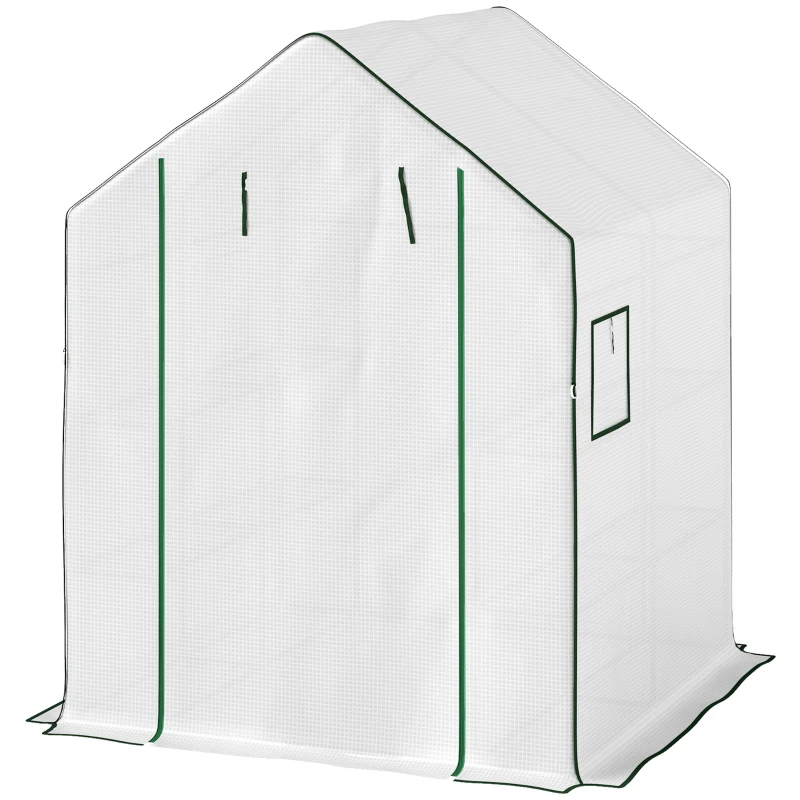 Outsunny 143 x 140cm Walk-In Greenhouse, with Accessories - White