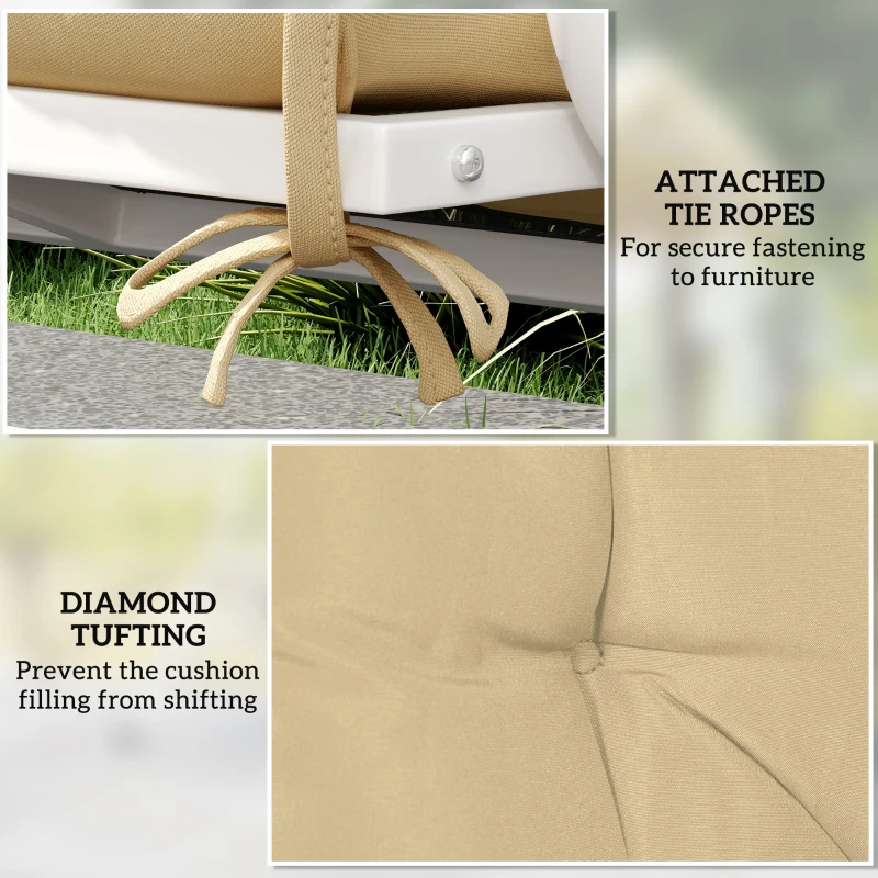 Outsunny Two-Seater Bench Cushion - Khaki