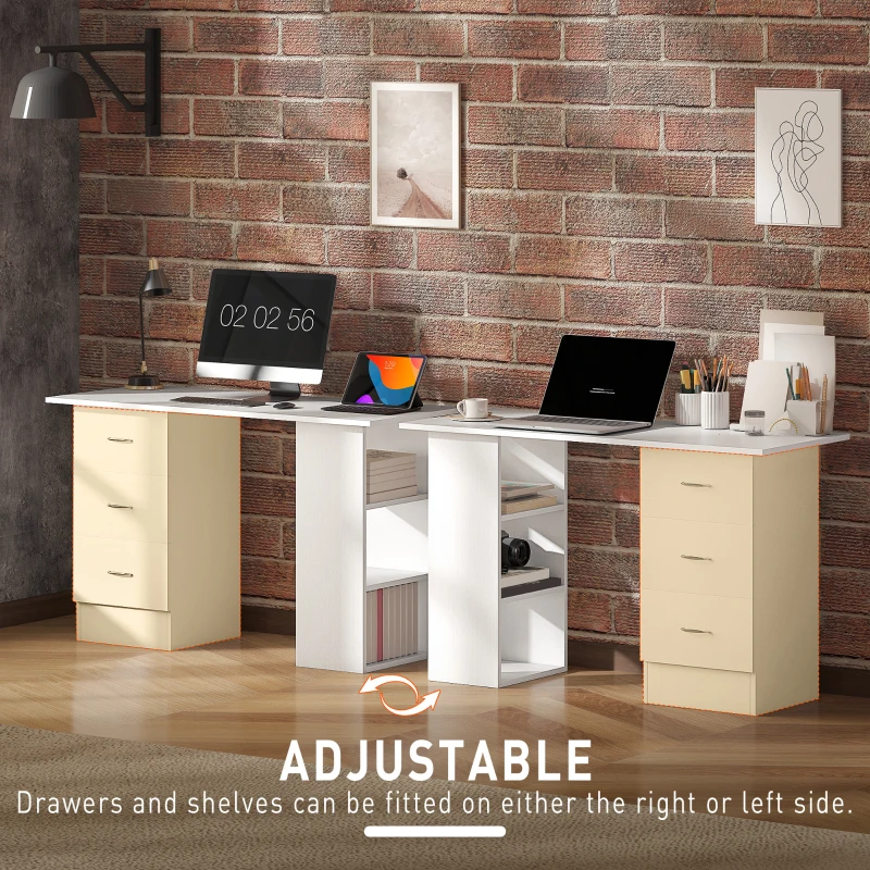 HOMCOM Computer Desk, Home Office Desk, Writing Table, PC Workstation with 3 Storage Shelves and 3 Drawers for Working, Study, 120 x 49 x 72 cm, White