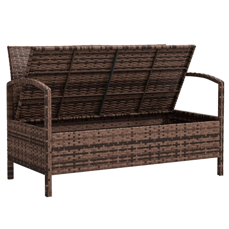 Outsunny 125L Storage Garden Bench, with Cushion - Brown