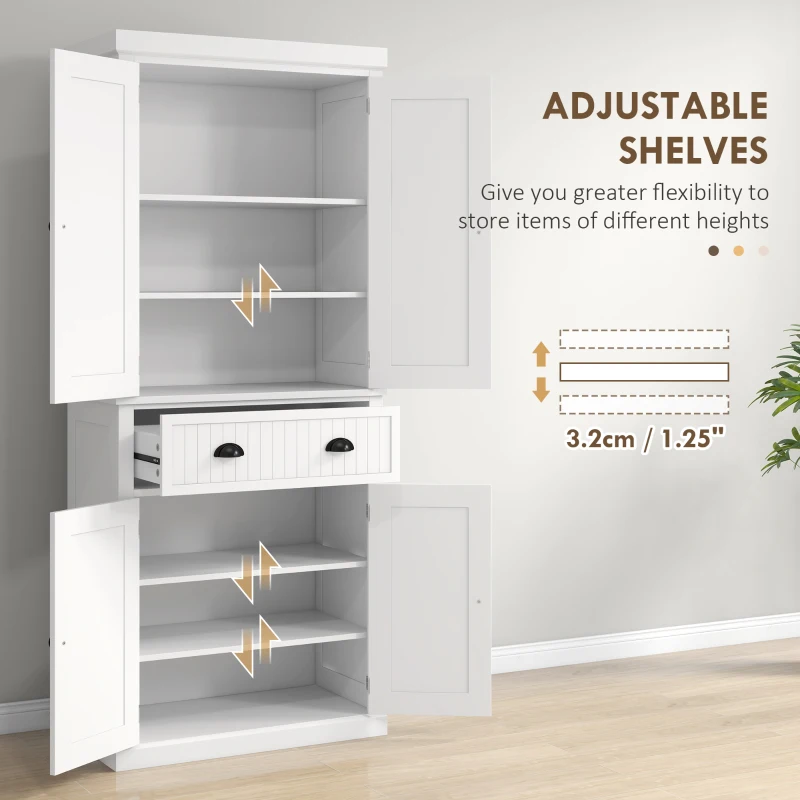 HOMCOM Kitchen Storage Cabinet with Drawer and Adjustable Shelves - White
