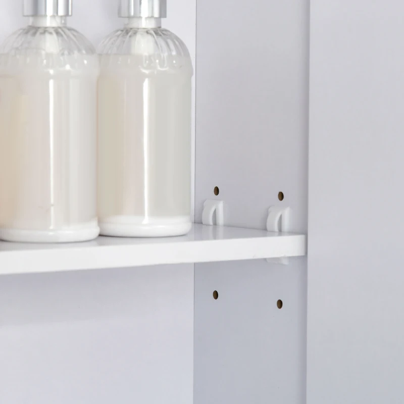 kleankin Bathroom Cabinet with Mirror, Wall Mounted Bathroom Mirror Cabinet with Adjustable Shelf, 2 Doors Storage Cupboard, White