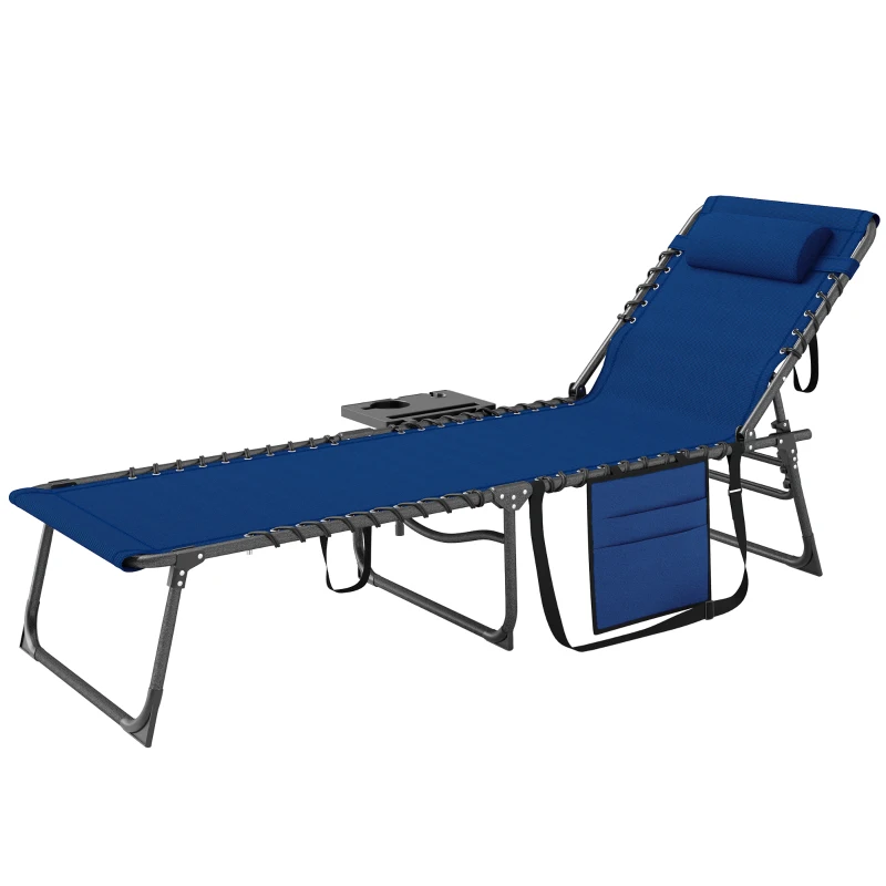 Outsunny Five-Position Reclining Sun Lounger - Dark Blue