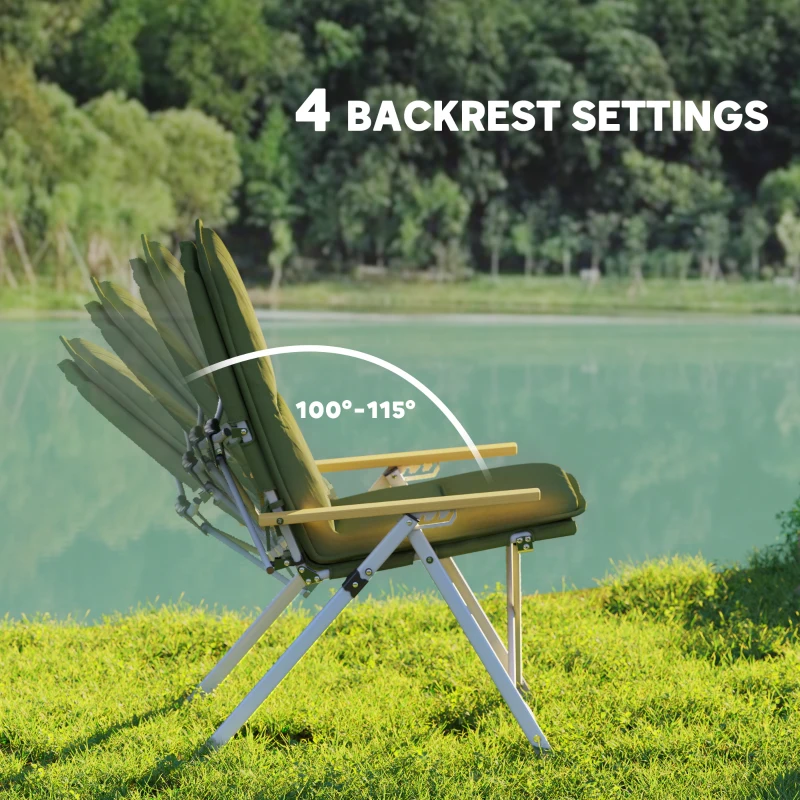 Outsunny Portable Padded Camping Chair, with Bag - Green