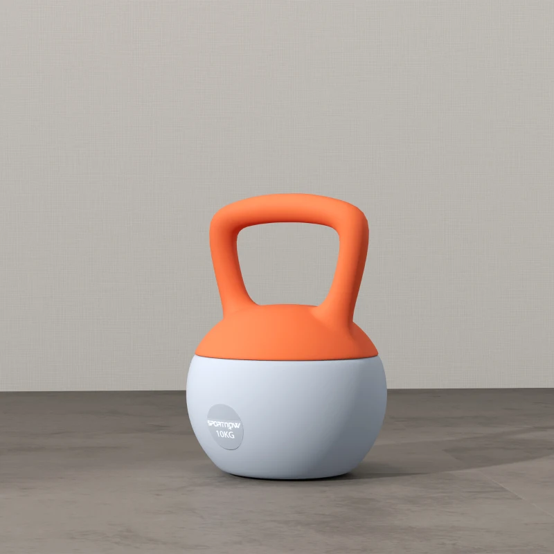 SPORTNOW 10KG Soft Kettlebell, Kettle Bell with Non-Slip Handle for Home Gym, Weight Lifting, Strength Training, Orange/Grey