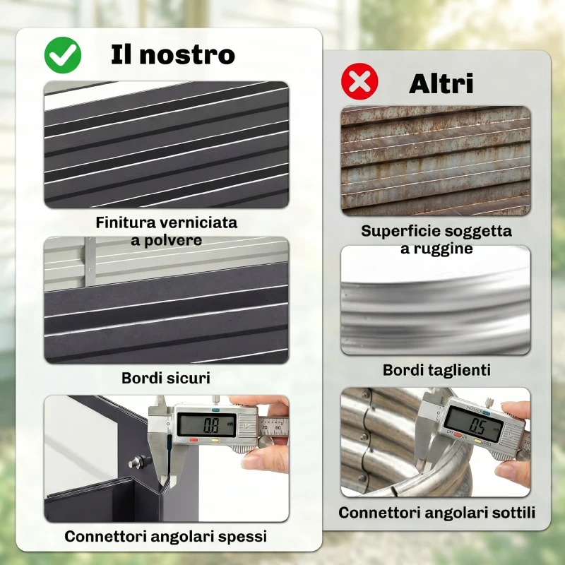Outsunny Letto per Orto Rialzato in Metallo da Esterno per Fiori e Ortaggi, 241x90,5x30 cm, Grigio