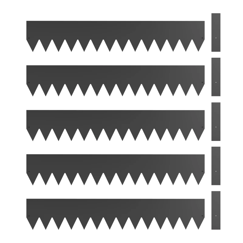 Outsunny 5pcs Garden Fence, Metal Picket Fence Panels, 102x20cm, Black
