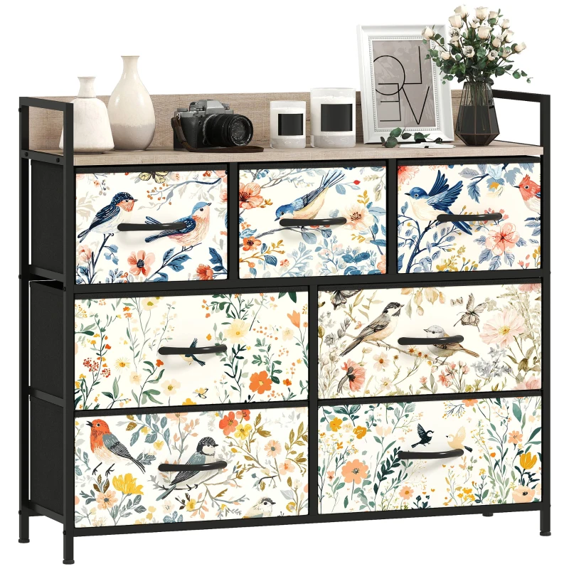 HOMCOM 7-Drawer Chest of Drawers - White