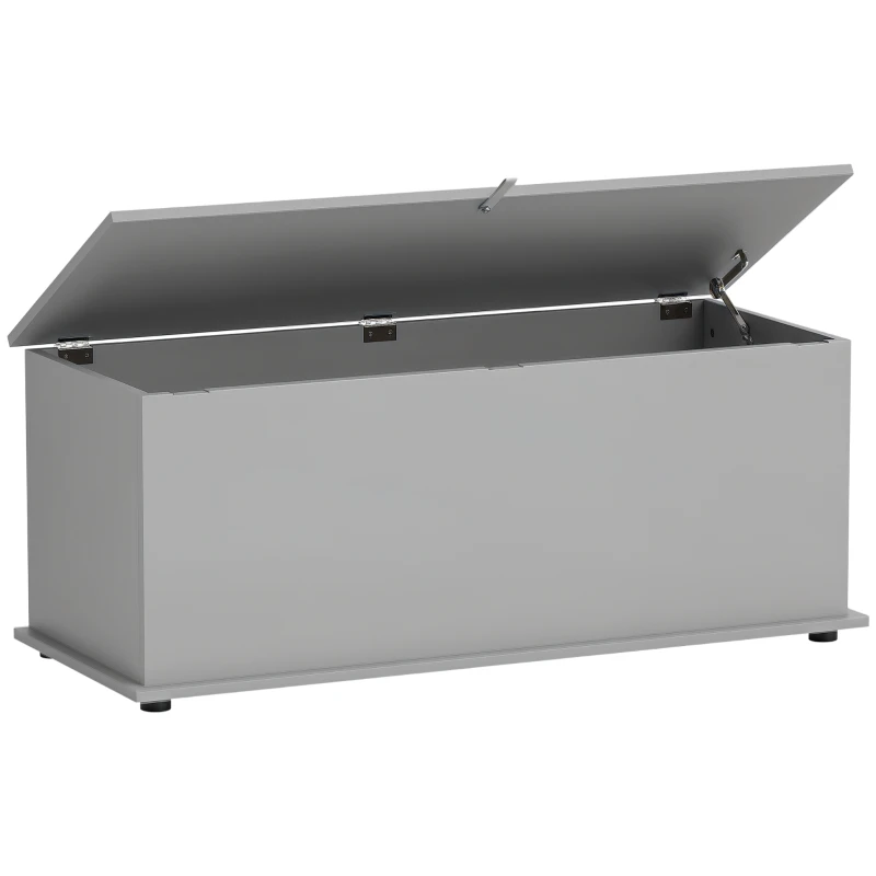 HOMCOM Storage Chest, Large 113L Blanket Box, Shoe Bench with Safety Hinged Lid, Storage Trunk, Bed End Bench for Bedroom, Hallway, Living room, Playroom, 100 x 40 x 40cm, Grey