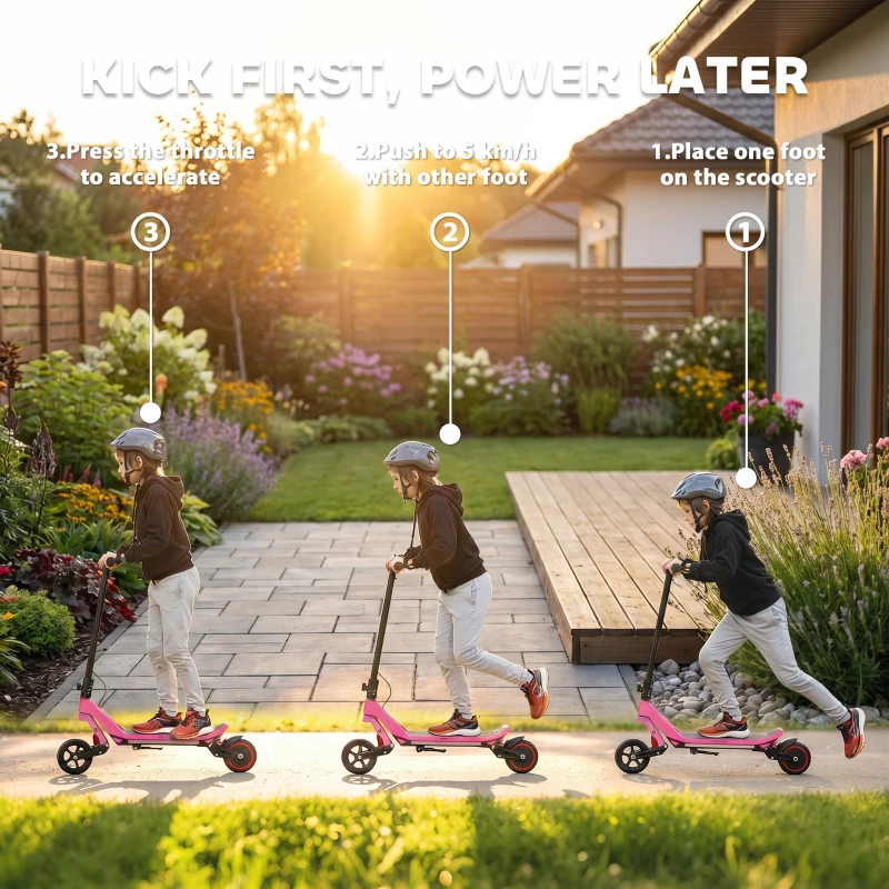 SPORTNOW Electric Scooter for Kids, Foldable E Scooter for Age Age 6+ with LED Display, RGB lights, Up to 16km/h, Pink