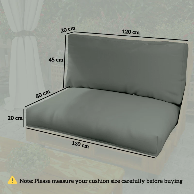 Outsunny Two Piece Seat Pallet and Back Cushions - Charcoal Grey