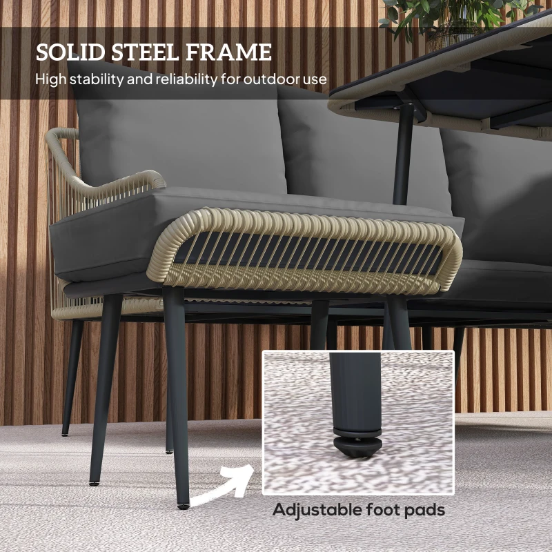 Outsunny Six-Piece Rattan Strong Garden Sofa Set - Grey