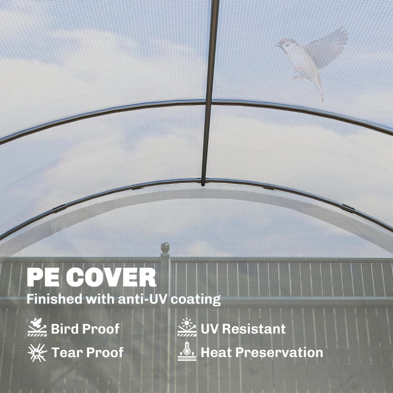 Outsunny Polytunnel Greenhouse Walk-in Grow House with UV-resistant PE Cover, Door, Galvanised Steel Frame, 4 x 3 x 2m, White