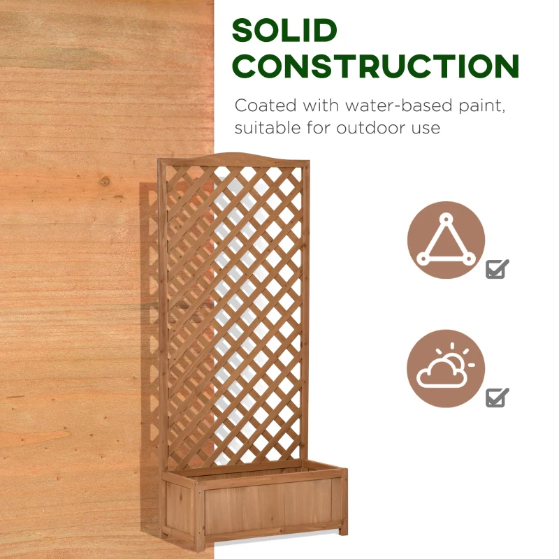 Outsunny Wooden Planter with Trellis, Freestanding Raised Bed for Garden with Lattice, Outdoor Planter Box for Climbing Plants, Vines, Flowers, 76 x 36 x 170 cm, Brown
