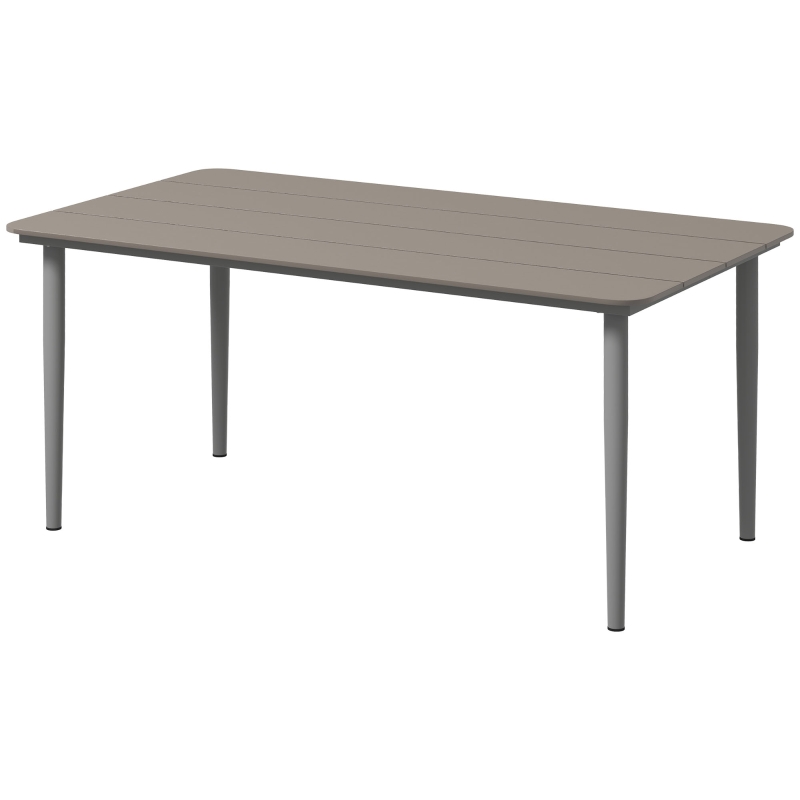 Outsunny Garden Table, Outdoor Dining Table for 6 People, 160 x 90 x 74 cm, with Rust Resistant Metal Frame, WPC Top, for Balcony, Terrace, Dark Grey