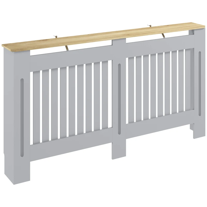 HOMCOM Slatted Radiator Cover, Painted Cabinet with Line Grill Design, 152L × 19W × 81H cm, Grey
