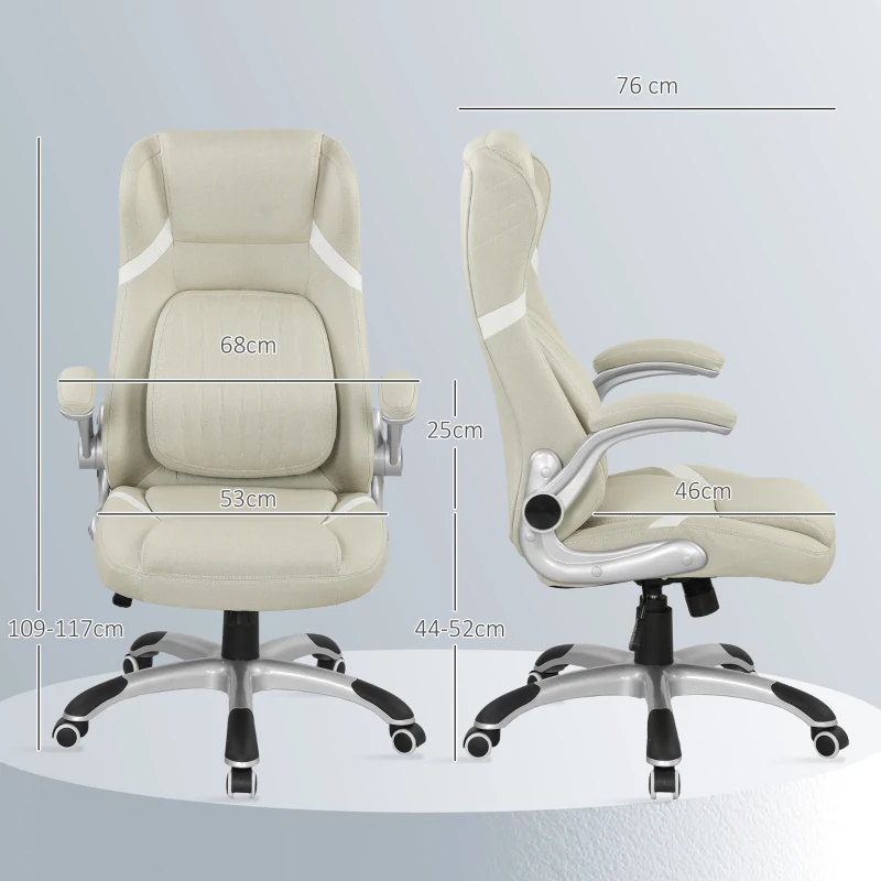 Vinsetto Linen-Look Office Chair, with Adjustable Height and Tension - Beige