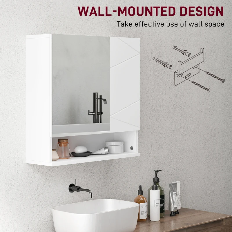 kleankin Wall Mounted Bathroom Storage Cupboard - White