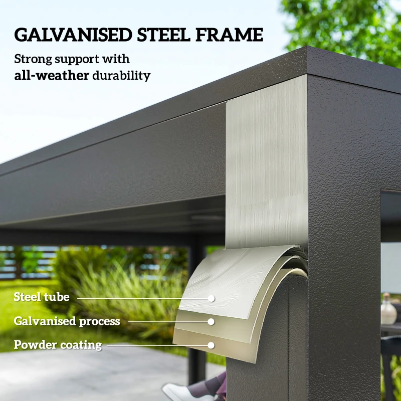 Outsunny Seven-Piece Minimal Metal Garden Dining Set, with Parasol Hole - Black