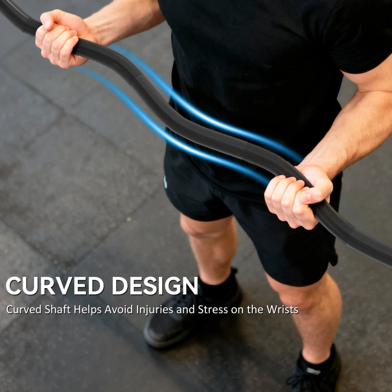 SPORTNOW 4ft Olympic EZ Curl Bar, Barbell Bar for 2" Weight Plates with Non-Slip Hand Grip 120cm