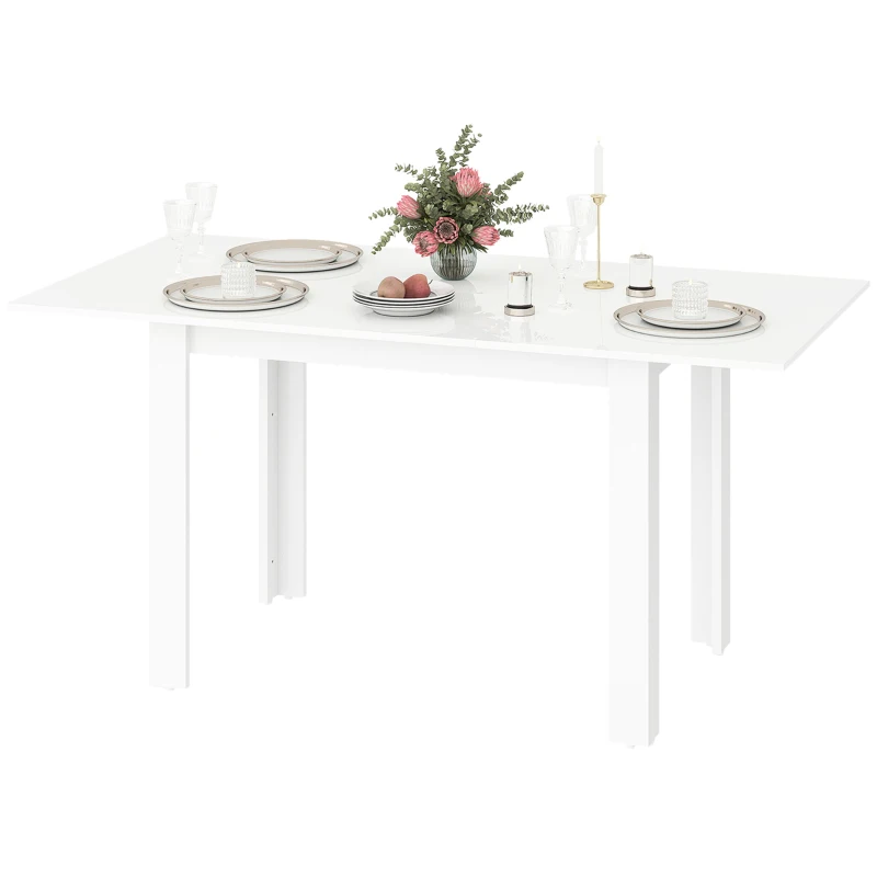 HOMCOM Extending Six-Person High Gloss Dining Table - White