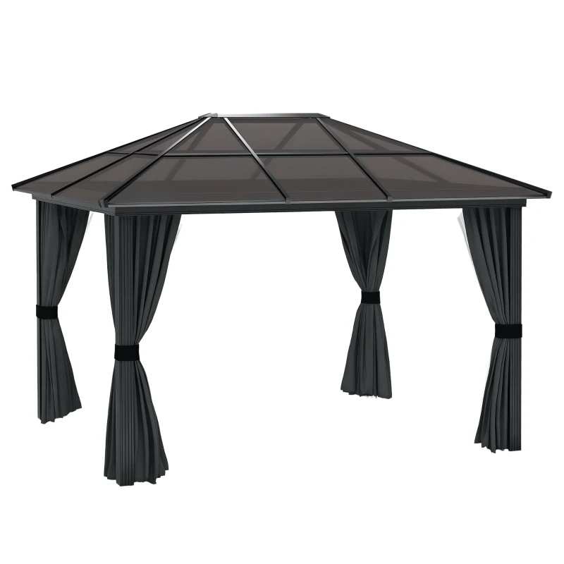 Outsunny 3 x 3.6m Hardtop Aluminium Gazebo - Black and Grey