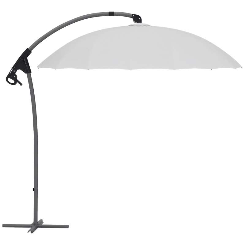 Outsunny 2.7m Cantilever Parasol, with Cross Base - Grey