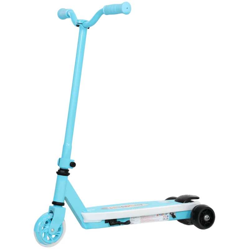 AIYAPLAY Electric Scooter for Kids Aged 4-7 Years, with Flashing LED Lights, Rear Auxiliary Wheels, Blue