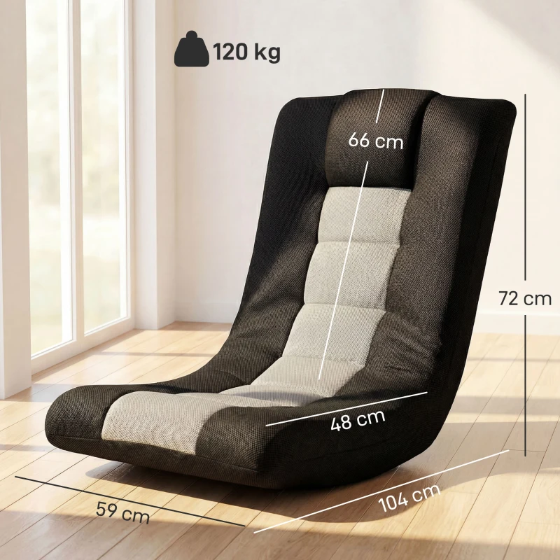 HOMCOM Floor Chair, Folding Floor Sofa with Adjustable Backrest, Wide Seat, Swivel Base, Black