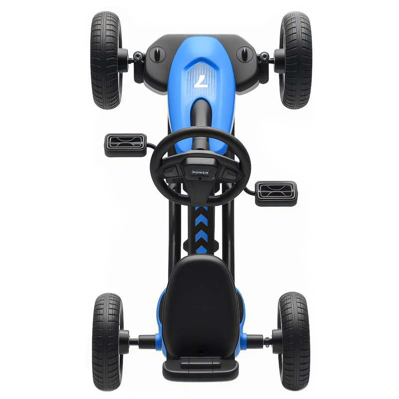 AIYAPLAY Pedal Go Kart for Kids 2-5 Years, with Silent EVA Wheels, Metal Frame, Blue