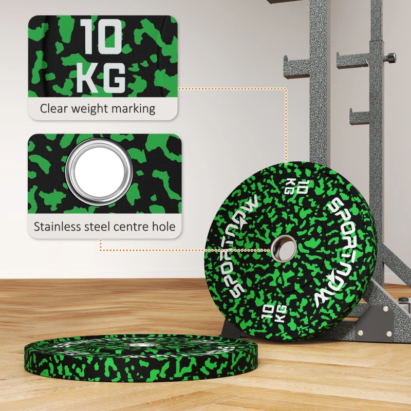 SPORTNOW Olympic Weight Plates with 5cm Holes, for Weight Lifting, 2 x 10kg