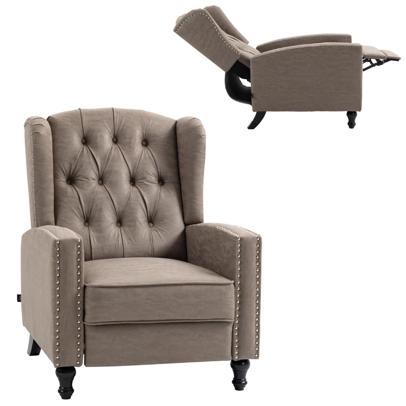 HOMCOM Chesterfield-Style Reclining Armchair - Brown