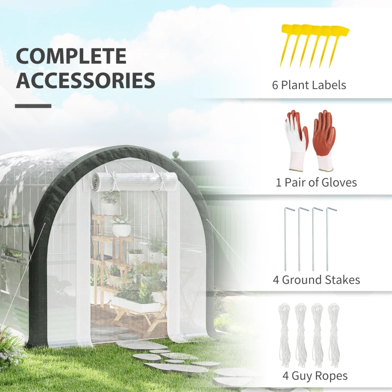 Outsunny 3 x 2(m) Walk-In Tunnel Greenhouse, with Accessories - White