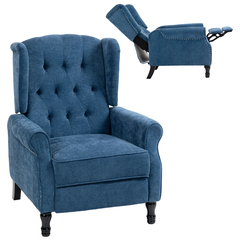 HOMCOM 150° Reclining Vintage Armchair, with footrest, Royal Blue