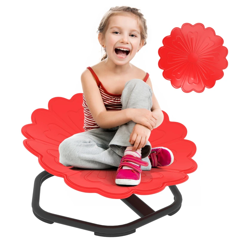 AIYAPLAY Flower-Shaped Sensory Spinning Chair with Non-Slip Base for Balance/Coordination, Red
