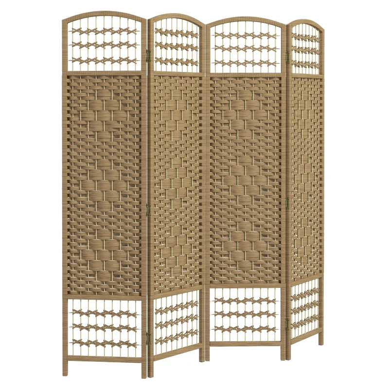HOMCOM Paravan interior din lemn separator de cameră separator pliabil 4 panouri 160 x 170 cm lemn natural