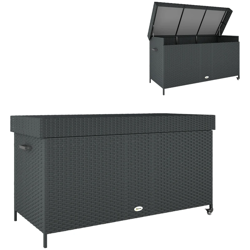 Outsunny 627 L Rattan Storage Box - Black