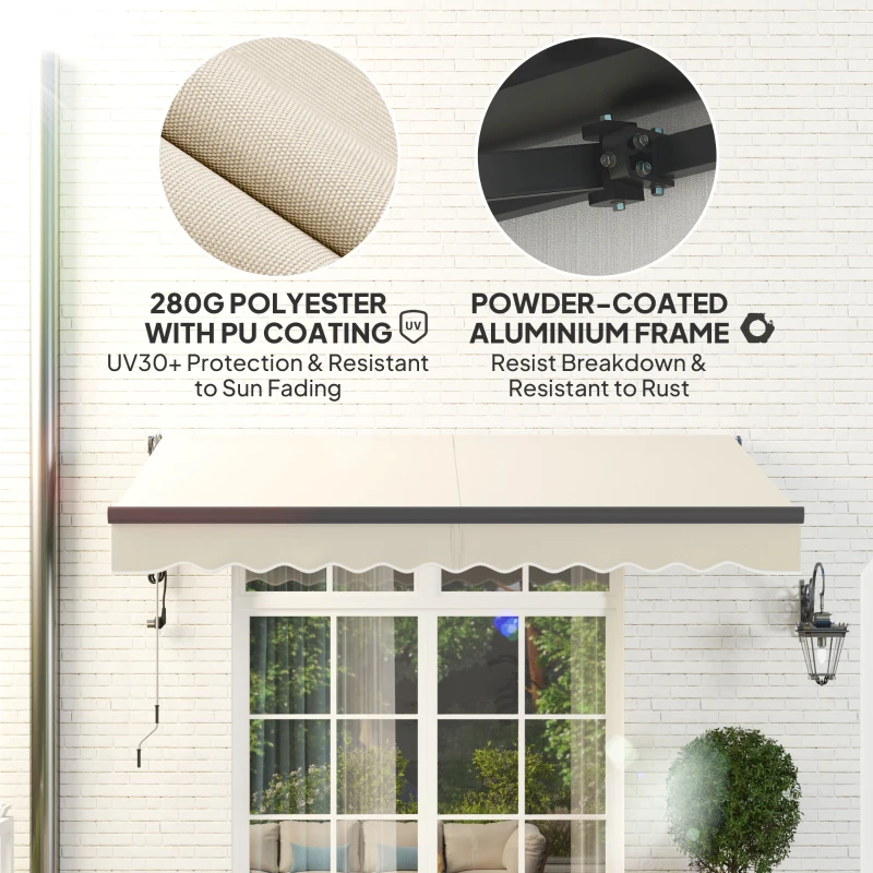 Outsunny 2.5 x 3m Electric/Manual Awning, with Remote - Beige