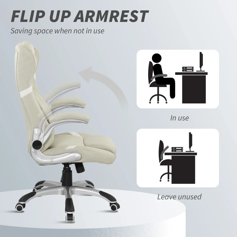 Vinsetto Linen-Look Office Chair, with Adjustable Height and Tension - Beige