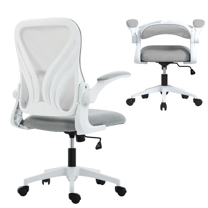 HOMCOM Mesh Office Chair with Foldable Backrest - Light Grey
