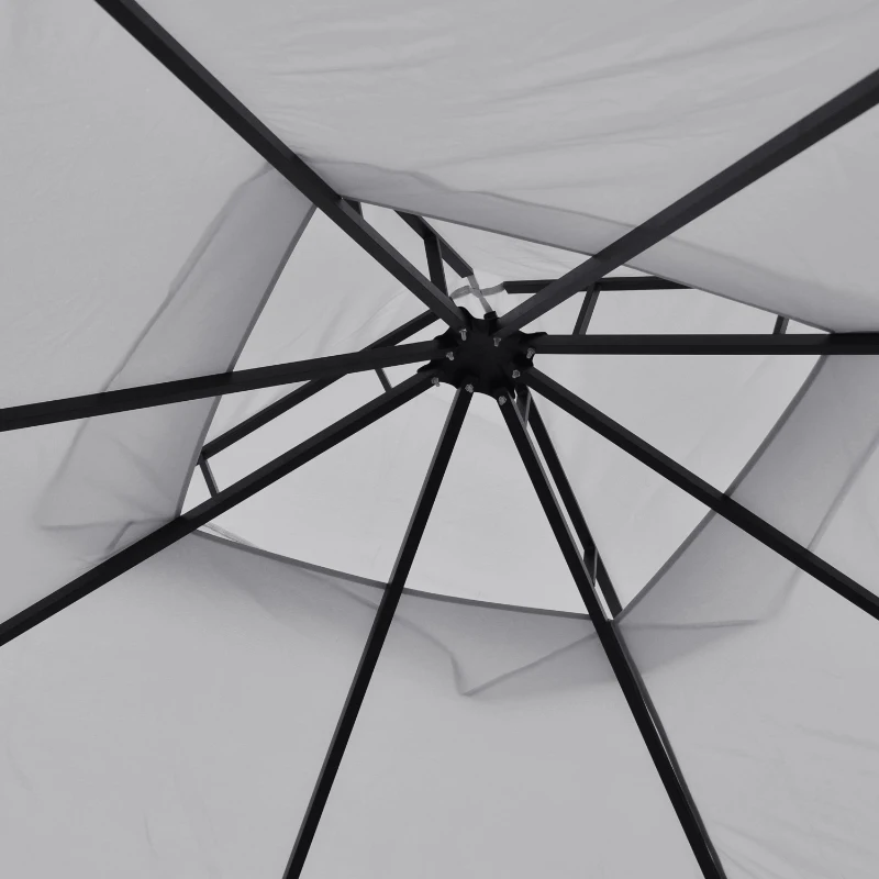 Outsunny 3 x 3m Garden Gazebo Patio Party Tent Shelter Outdoor Canopy Double Tier Sun Shade with Metal Frame and Netting, Light Grey