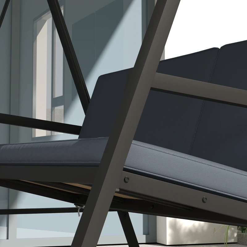 Outsunny Three-Seat Garden Swing Chair, with Adjustable Canopy - Dark Grey