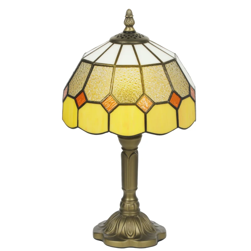 HOMCOM Handmade Art Deco Glass Table Lamp - White/Orange
