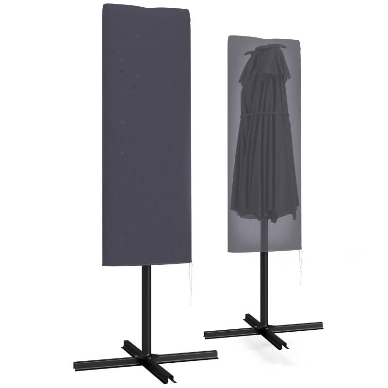 Outsunny Garden Parasol Cover with Rod, Zipper, Dark Grey