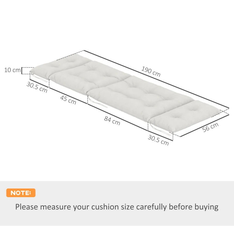 Outsunny Set of Two 190 x 56cm Sun Lounger Cushions - Light Grey