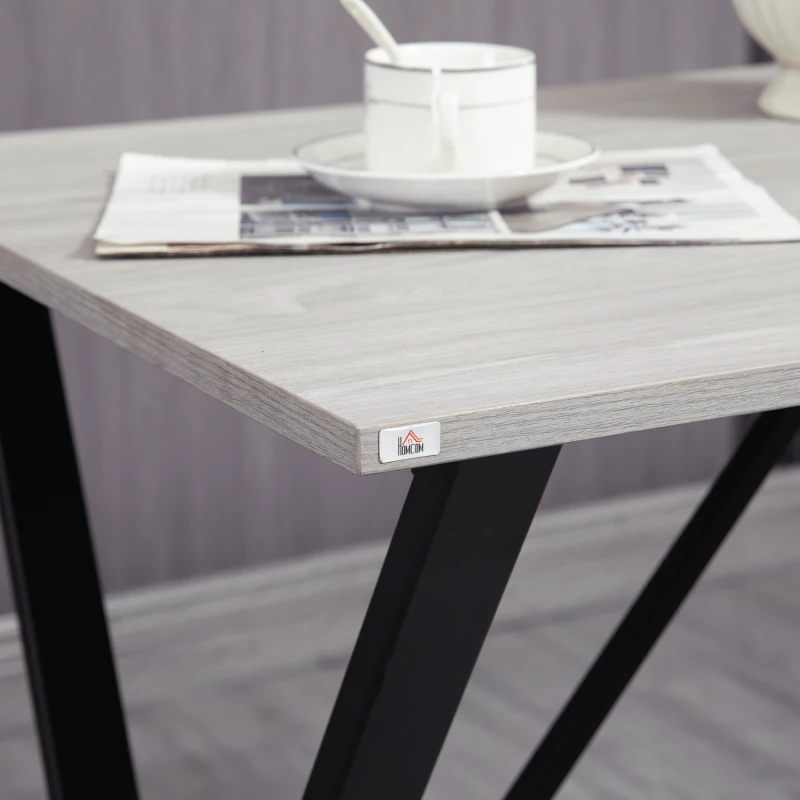 HOMCOM 120 cm Rectangular Bar Table for 4 People, Modern Breakfast Bar Table with Wood Effect Tabletop, Steel Legs, Coffee Desk for Living Room, White