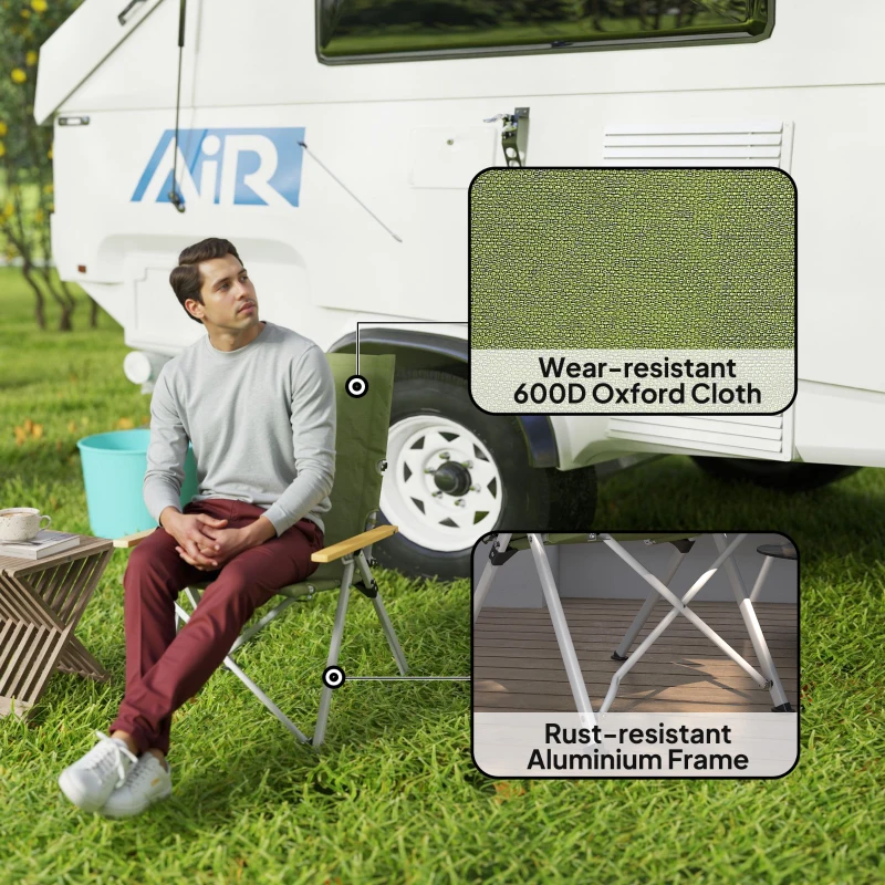 Outsunny Portable Padded Camping Chair, with Bag - Green