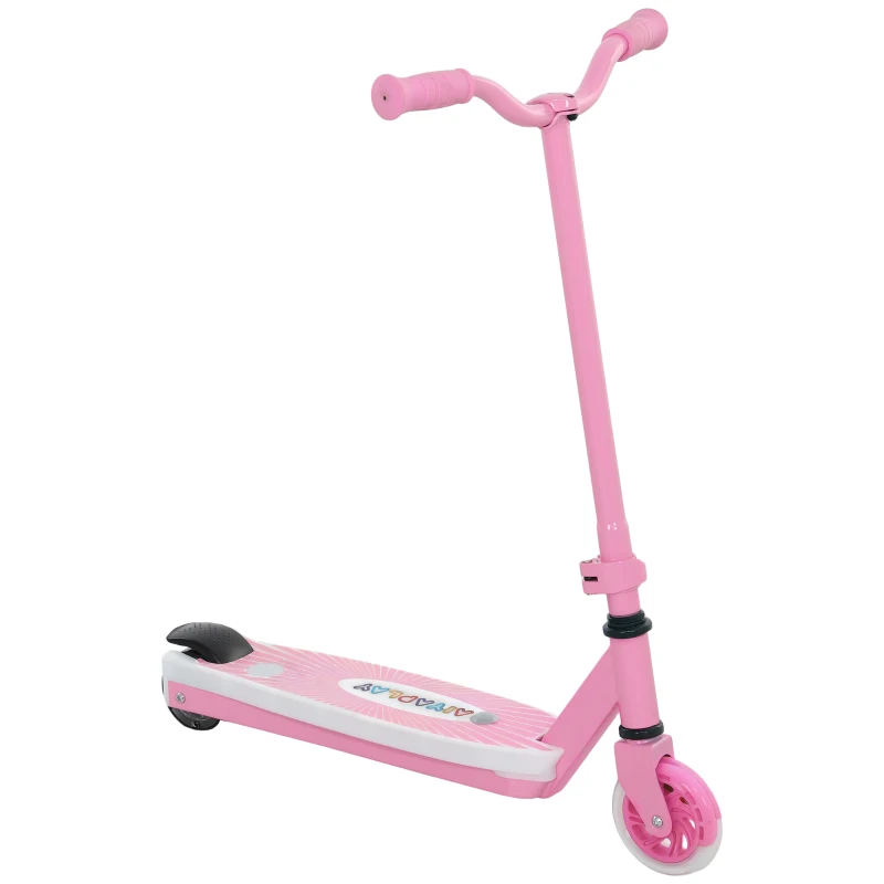 AIYAPLAY Electric Scooter for Kids Aged 4-7 Years, with Flashing LED Lights, Rear Auxiliary Wheels, Pink