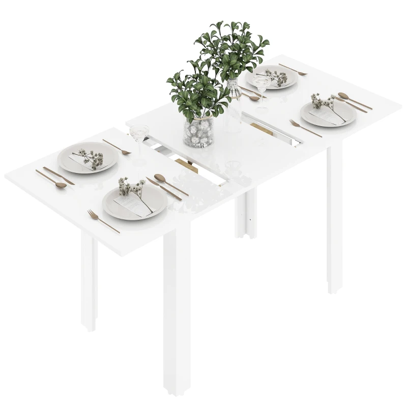 HOMCOM Extending Six-Person High Gloss Dining Table - White