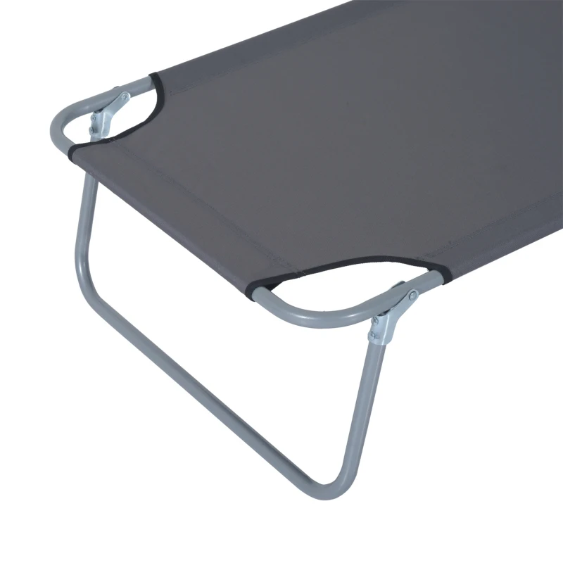 Outsunny Lettino Prendisole da Giardino, Sdraio Pieghevole e Regolabile con Tettuccio in Tessuto Grigio, 187x58x36cm